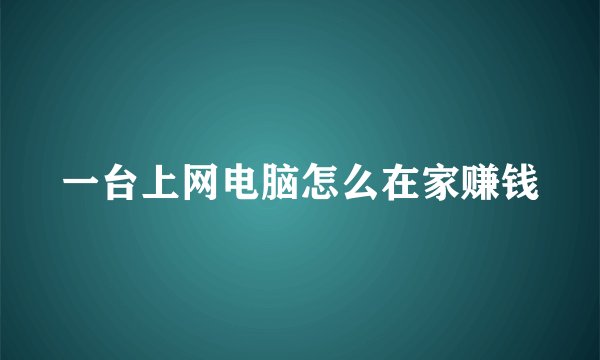一台上网电脑怎么在家赚钱