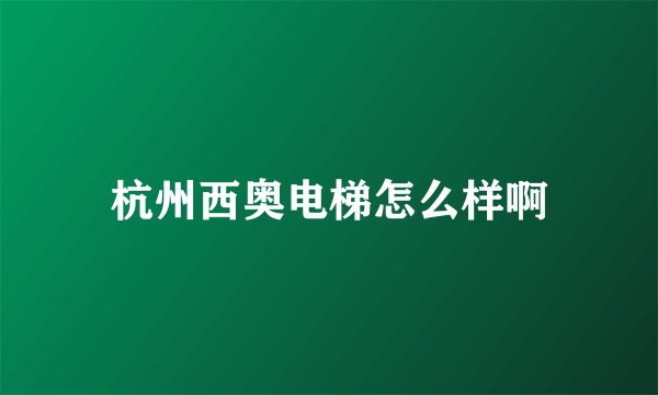 杭州西奥电梯怎么样啊