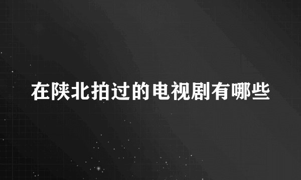 在陕北拍过的电视剧有哪些