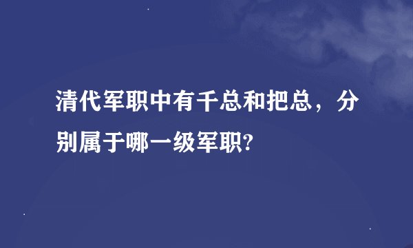 清代军职中有千总和把总，分别属于哪一级军职?