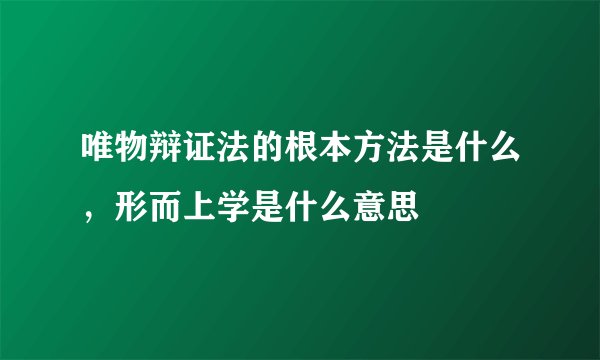 唯物辩证法的根本方法是什么，形而上学是什么意思