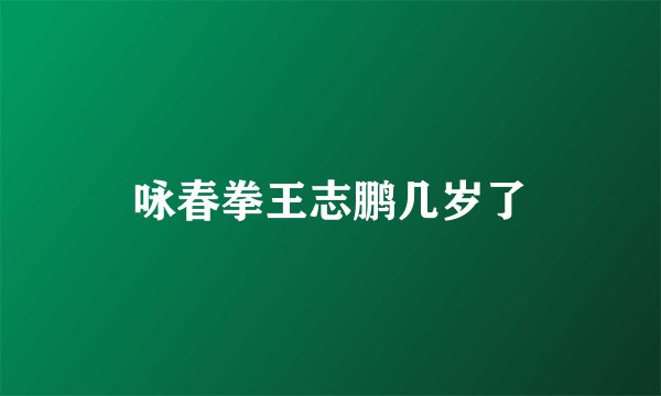 咏春拳王志鹏几岁了