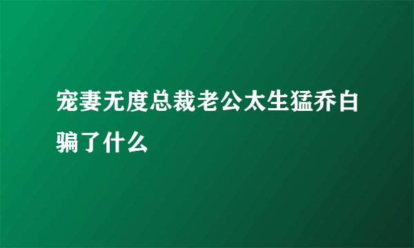 宠妻无度总裁老公太生猛乔白骗了什么