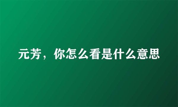 元芳，你怎么看是什么意思