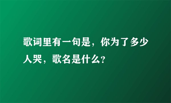 歌词里有一句是，你为了多少人哭，歌名是什么？