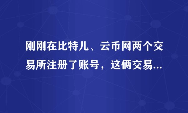 刚刚在比特儿、云币网两个交易所注册了账号，这俩交易所怎么样？