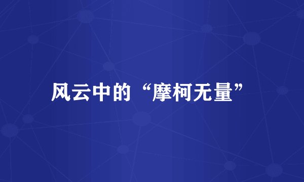 风云中的“摩柯无量”