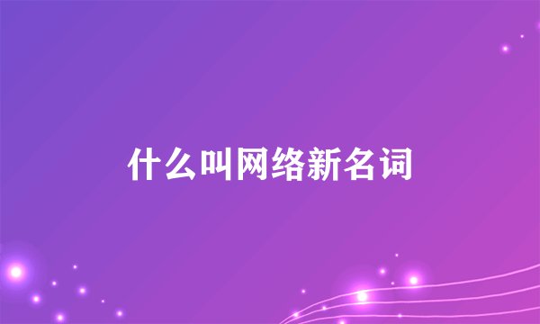 什么叫网络新名词