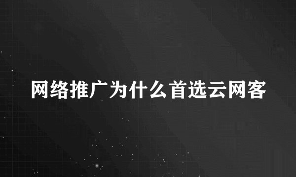 网络推广为什么首选云网客