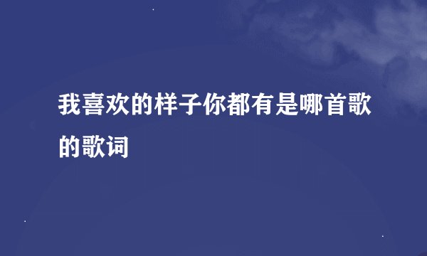 我喜欢的样子你都有是哪首歌的歌词