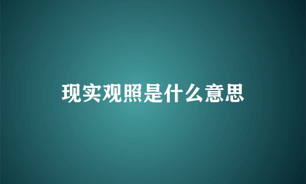 现实观照是什么意思