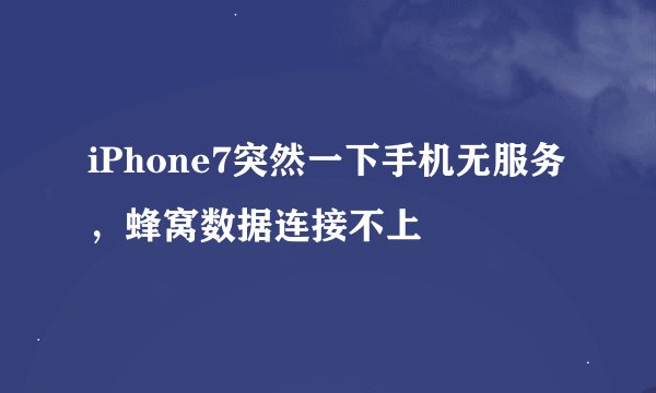 iPhone7突然一下手机无服务，蜂窝数据连接不上
