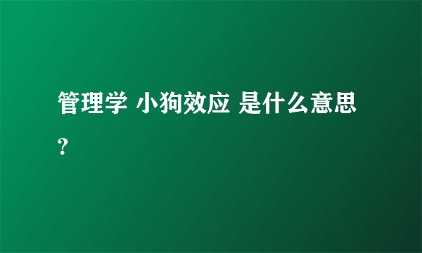 管理学 小狗效应 是什么意思？