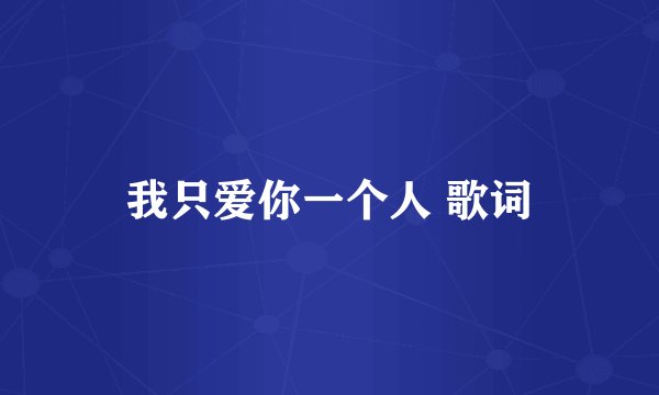 我只爱你一个人 歌词