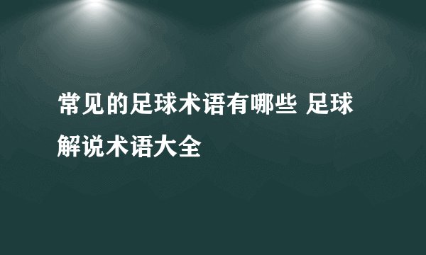 常见的足球术语有哪些 足球解说术语大全