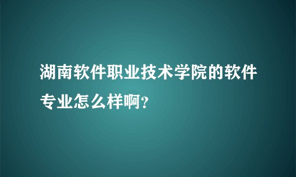 湖南软件职业技术学院的软件专业怎么样啊？