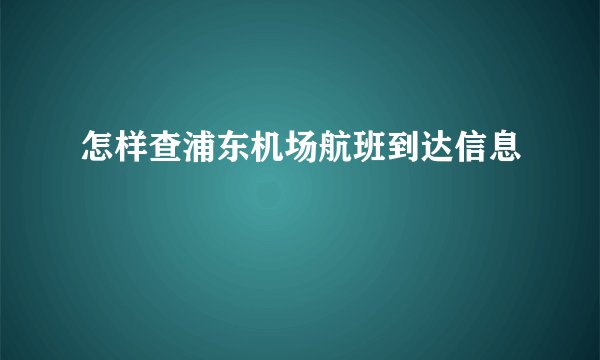 怎样查浦东机场航班到达信息