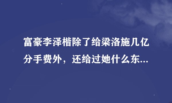 富豪李泽楷除了给梁洛施几亿分手费外，还给过她什么东西吗？好奇地问下