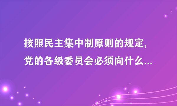 按照民主集中制原则的规定,党的各级委员会必须向什么负责并汇报工作