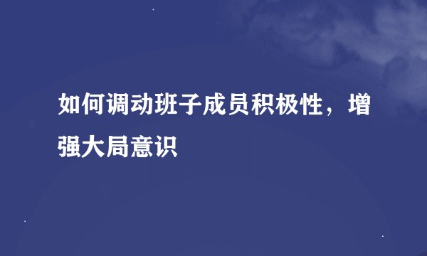 如何调动班子成员积极性，增强大局意识