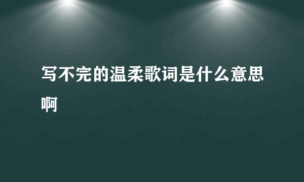写不完的温柔歌词是什么意思啊