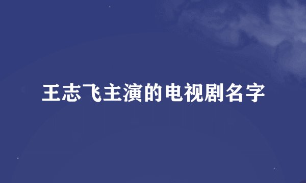 王志飞主演的电视剧名字