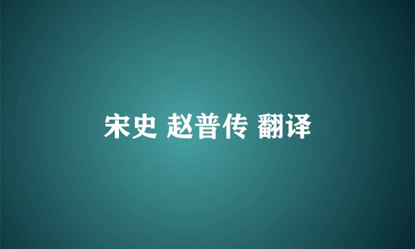 宋史 赵普传 翻译