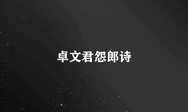 卓文君怨郎诗