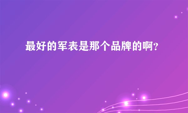 最好的军表是那个品牌的啊？