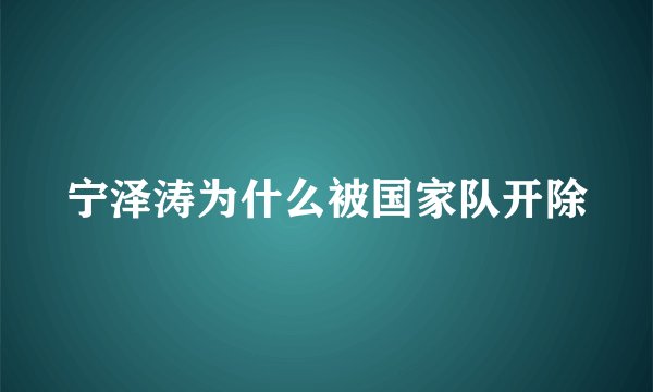 宁泽涛为什么被国家队开除