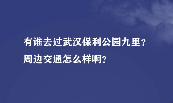 有谁去过武汉保利公园九里？周边交通怎么样啊？