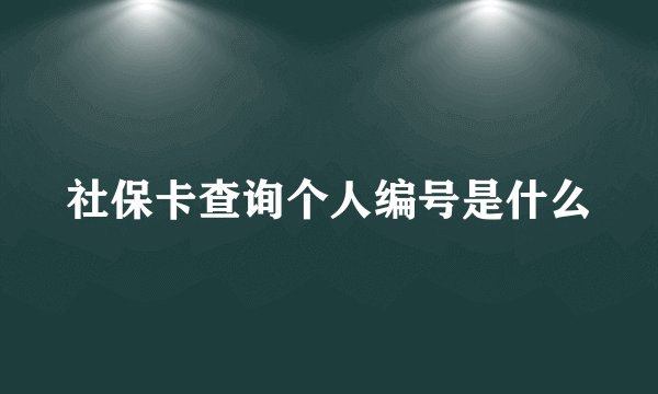 社保卡查询个人编号是什么