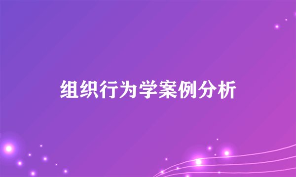 组织行为学案例分析
