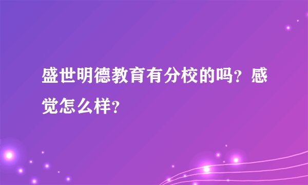 盛世明德教育有分校的吗？感觉怎么样？