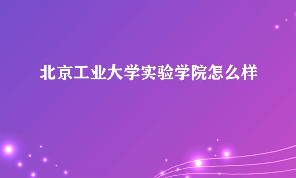 北京工业大学实验学院怎么样