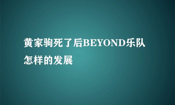 黄家驹死了后BEYOND乐队怎样的发展