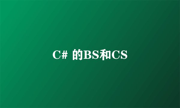 C# 的BS和CS