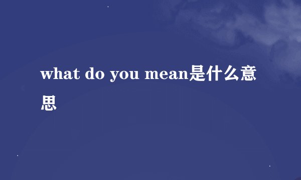 what do you mean是什么意思