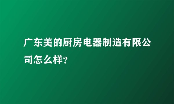 广东美的厨房电器制造有限公司怎么样?