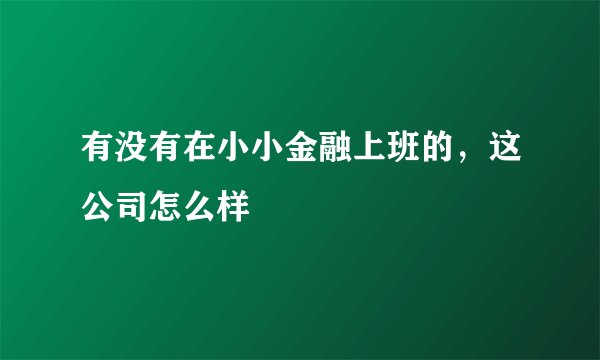 有没有在小小金融上班的，这公司怎么样