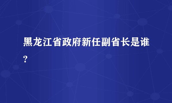 黑龙江省政府新任副省长是谁?