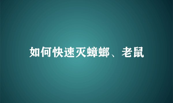 如何快速灭蟑螂、老鼠
