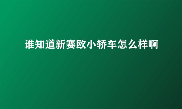 谁知道新赛欧小轿车怎么样啊