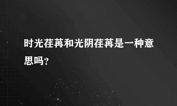 时光荏苒和光阴荏苒是一种意思吗？