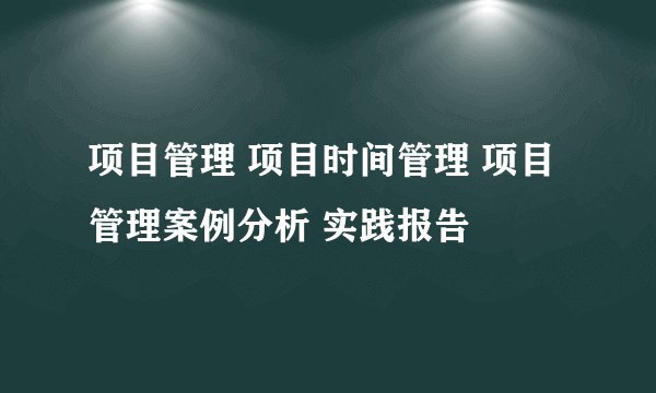 项目管理 项目时间管理 项目管理案例分析 实践报告