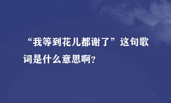 “我等到花儿都谢了”这句歌词是什么意思啊？