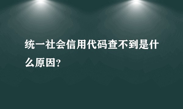统一社会信用代码查不到是什么原因？