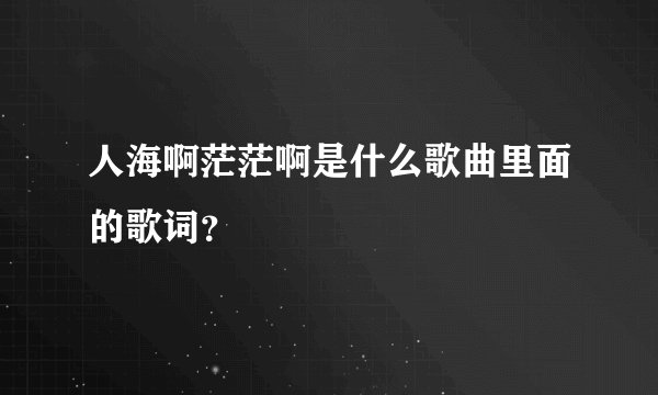 人海啊茫茫啊是什么歌曲里面的歌词？