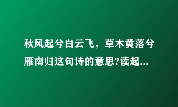 秋风起兮白云飞，草木黄落兮雁南归这句诗的意思?读起来又如何断句呢