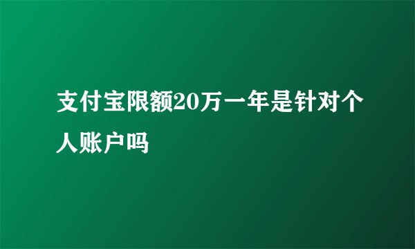 支付宝限额20万一年是针对个人账户吗